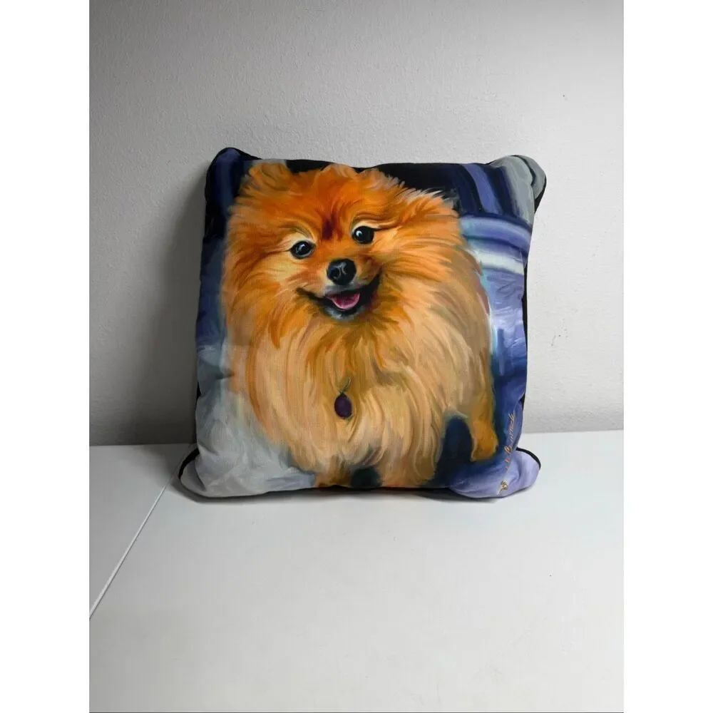 Pomeranian Dog By Robert McClintock Decorative Throw Pillow Puppy Print  Cushion